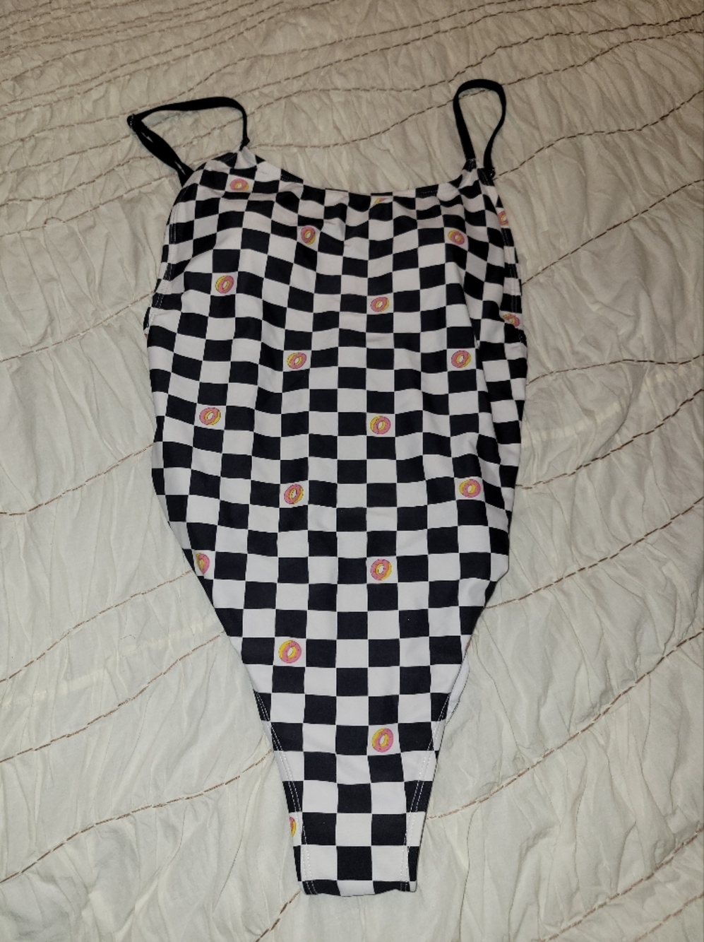 Odd Future Zumiez Donut Checkerboard One-Piece Swimsuit in Black & White